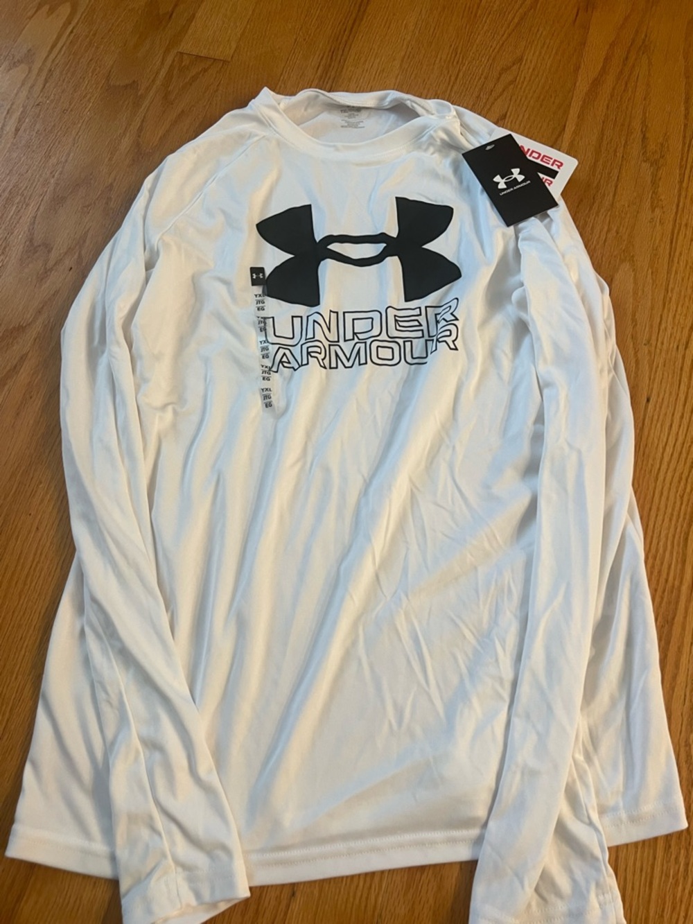 Under Armour  Long Sleeve Tech Tee - White with Black Logo shirt